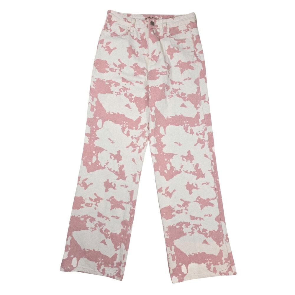 Bailey Rose Pink White Cow Print Boot Leg Jeans Women's‎ Size Medium 28x32